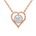 0.61 Ct Round Shape Heart Halo Diamond Necklace | 14K Rose Gold