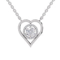 0.61 Ct Round Shape Heart Halo Diamond Necklace | 14K White Gold