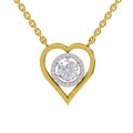 0.61 Ct Round Shape Heart Halo Diamond Necklace | 14K Yellow Gold