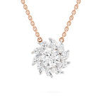 3.30 Ct Round Shape Floral Diamond Necklace | 14K Yellow Gold