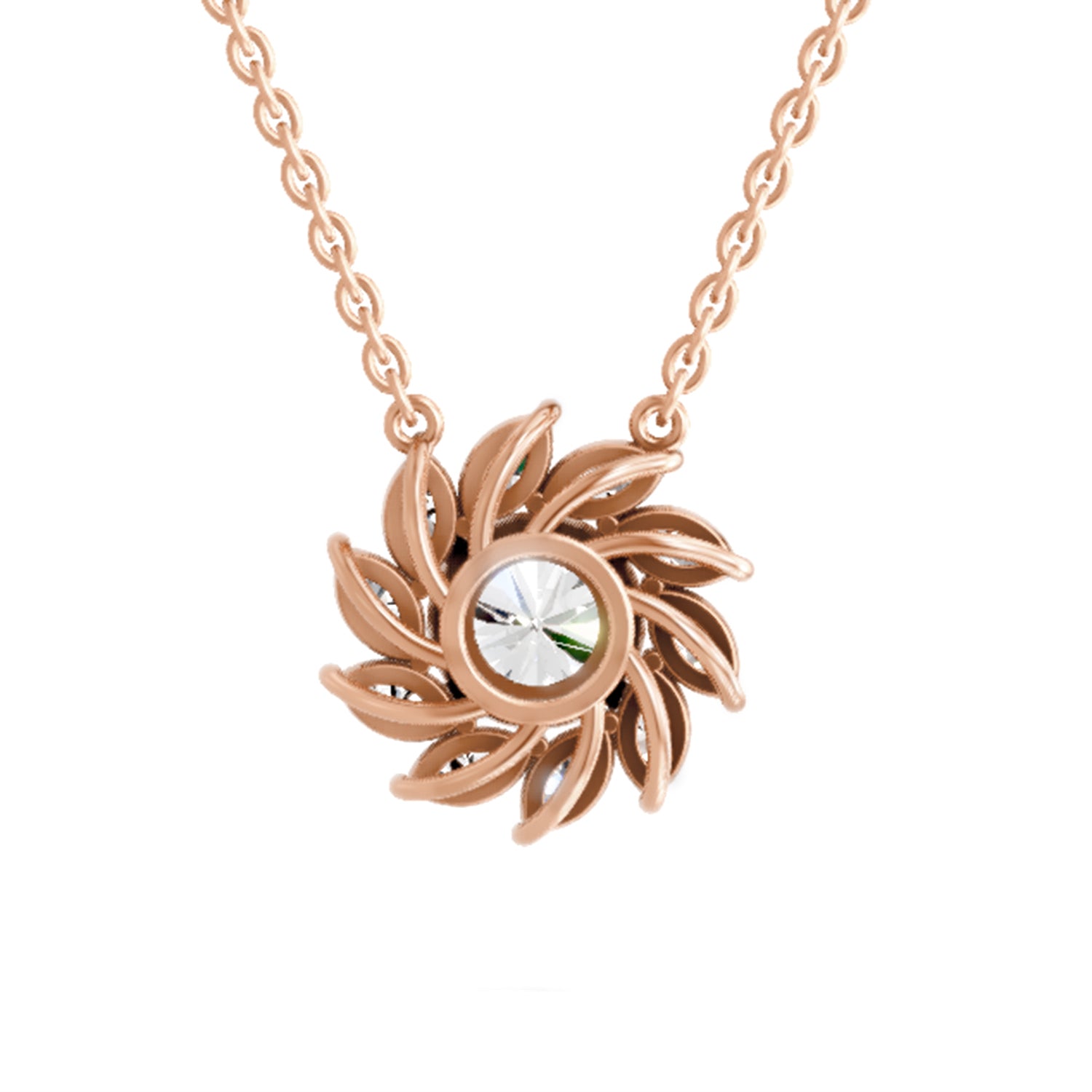3.30 Ct Round Shape Floral Diamond Necklace | 14K Yellow Gold