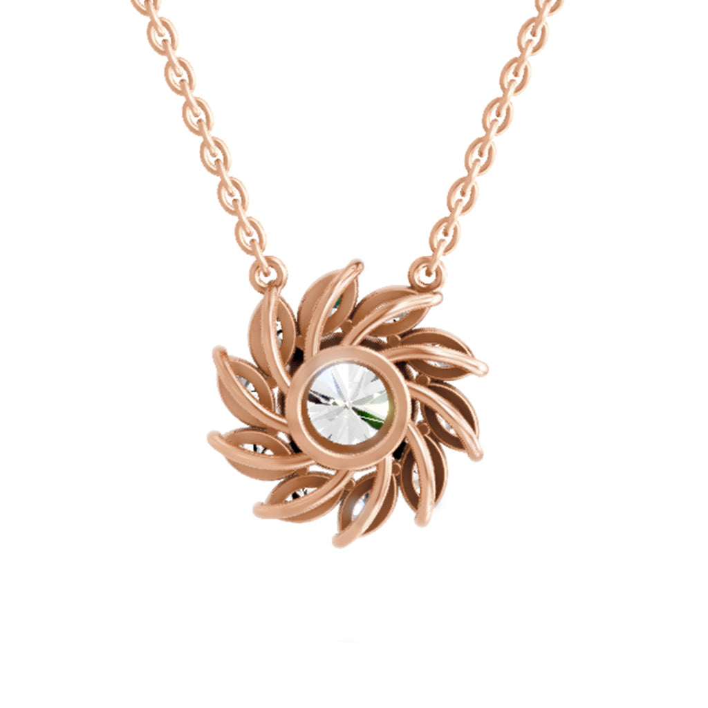 3.30 Ct Floral Diamond Necklace in 14K