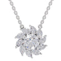3.30 Ct Round Shape Floral Diamond Necklace | 14K White Gold