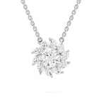 3.30 Ct Round Shape Floral Diamond Necklace | 14K Yellow Gold