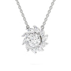 3.30 Ct Round Shape Floral Diamond Necklace | 14K Yellow Gold