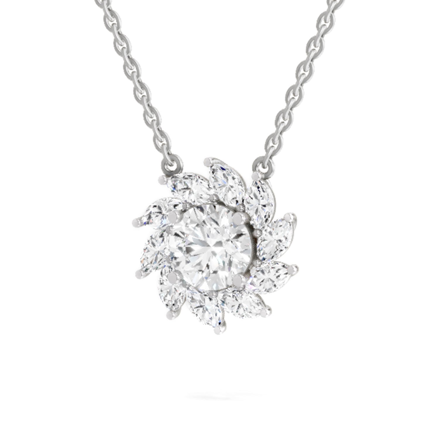 3.30 Ct Floral Diamond Necklace in 14K