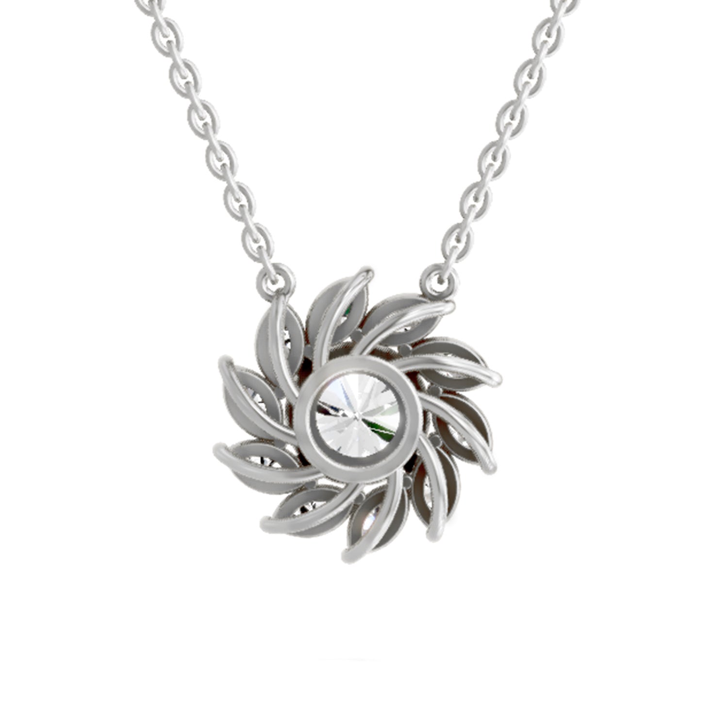 3.30 Ct Floral Diamond Necklace in 14K