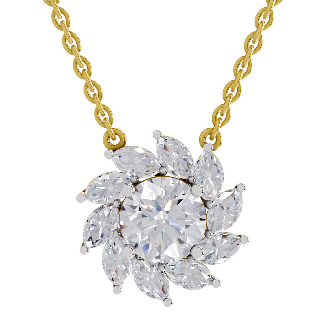 3.30 Ct Floral Diamond Necklace in 14K