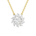 3.30 Ct Round Shape Floral Diamond Necklace | 14K Yellow Gold