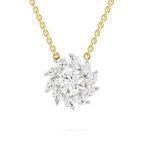 3.30 Ct Round Shape Floral Diamond Necklace | 14K Yellow Gold