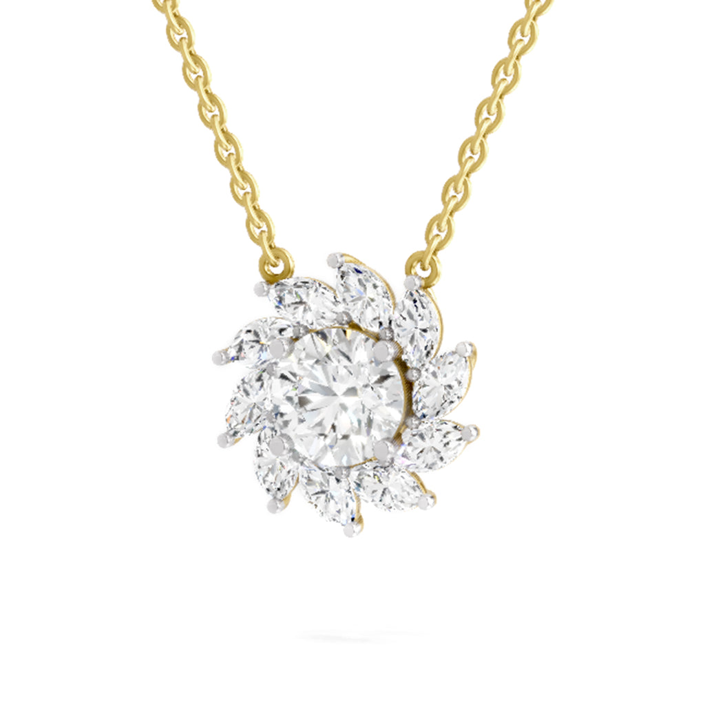 3.30 Ct Floral Diamond Necklace in 14K