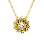 3.30 Ct Round Shape Floral Diamond Necklace | 14K Yellow Gold