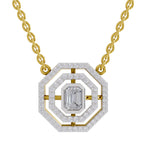 0.84 Ct Emerald Octagonal Halo Diamond Necklace in 14K