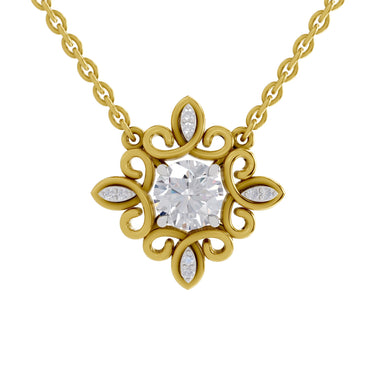 0.84 Ct Halo Diamond Necklace in 14K