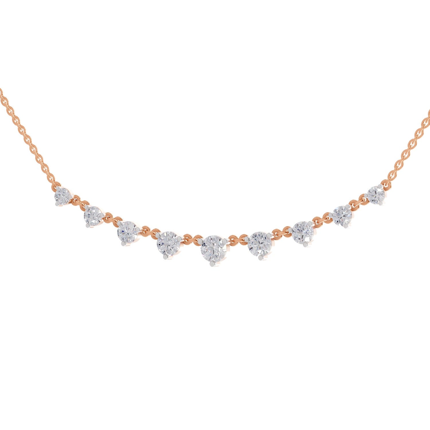2.97 Ct Round Shape Diamond Necklace | 14K Yellow Gold