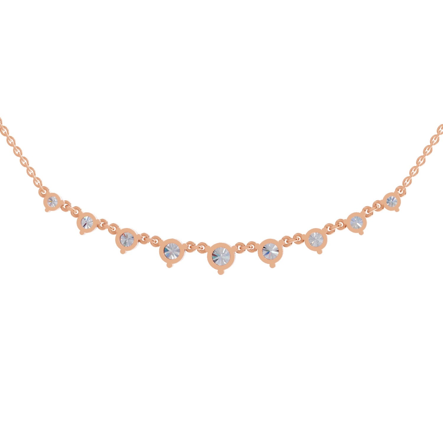 2.97 Ct Round Shape Diamond Necklace | 14K Yellow Gold