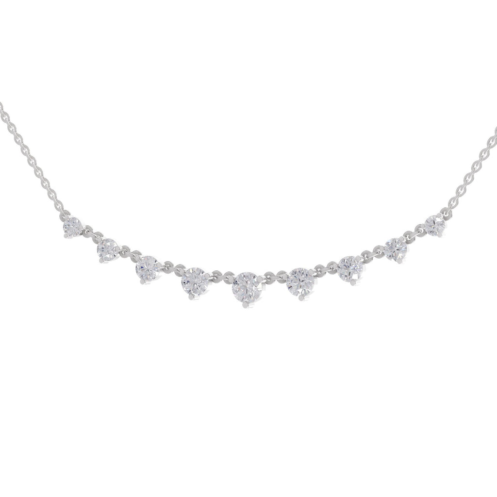 2.97 Ct Round Shape Diamond Necklace | 14K Yellow Gold