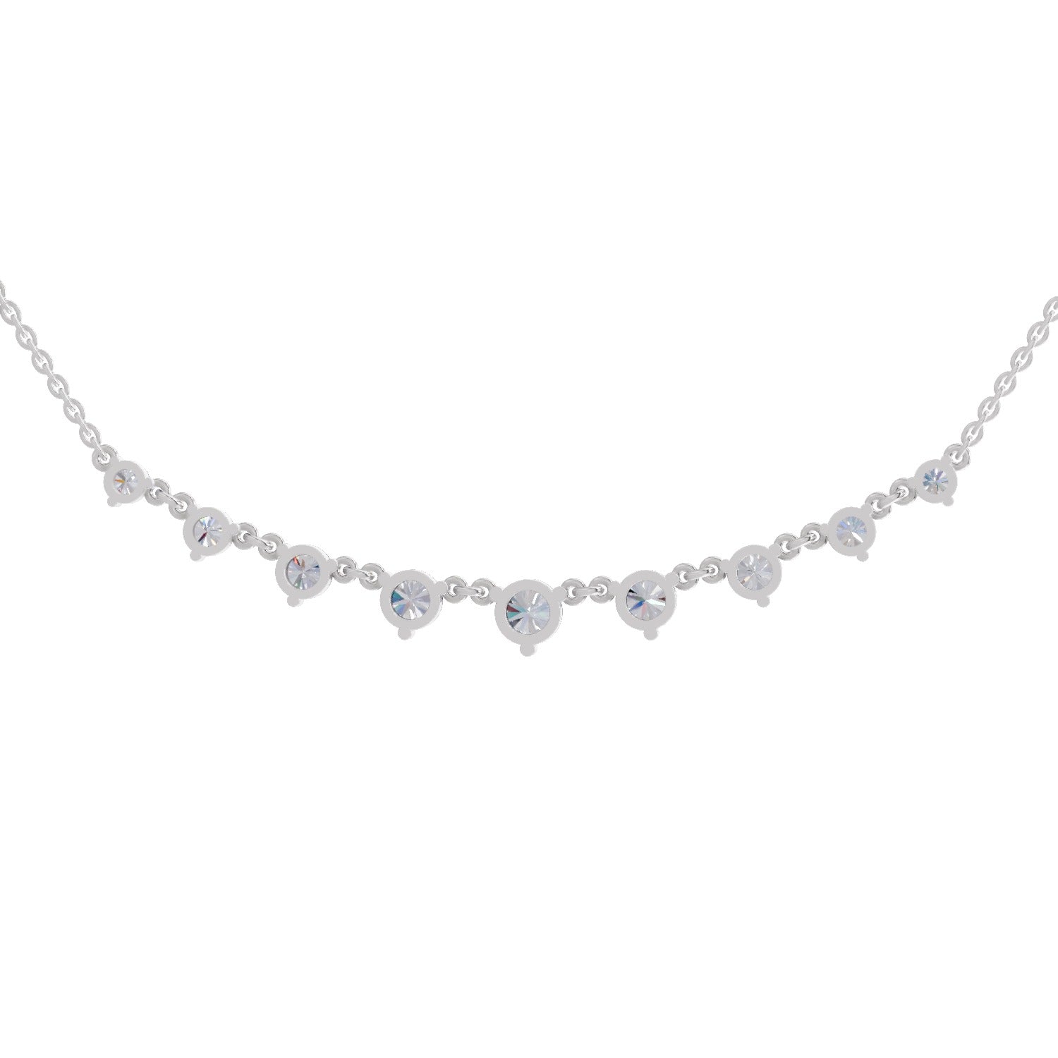 2.97 Ct Round Shape Diamond Necklace | 14K Yellow Gold