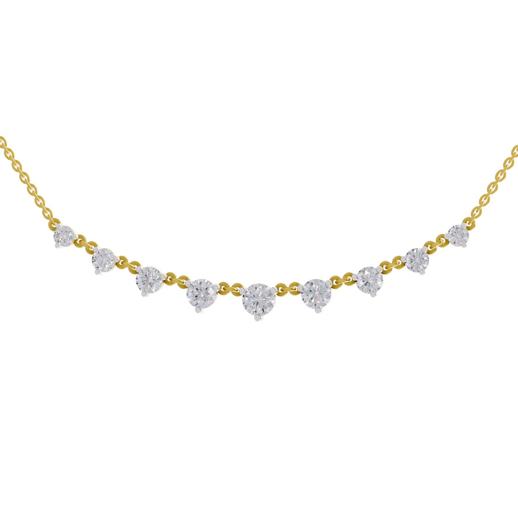 2.97 Ct Round Shape Diamond Necklace | 14K Yellow Gold