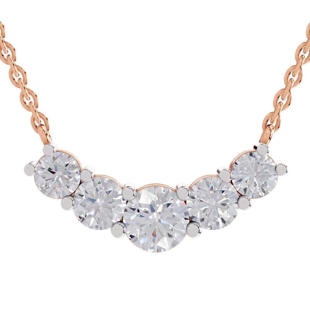2.80 Ct Graduated Curved Diamond Necklace | 14K Yellow Gold