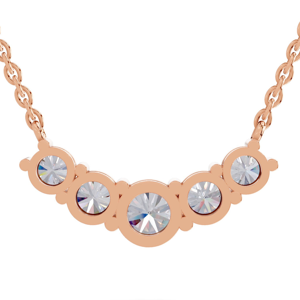 2.80 Ct Graduated Curved Diamond Necklace | 14K Yellow Gold