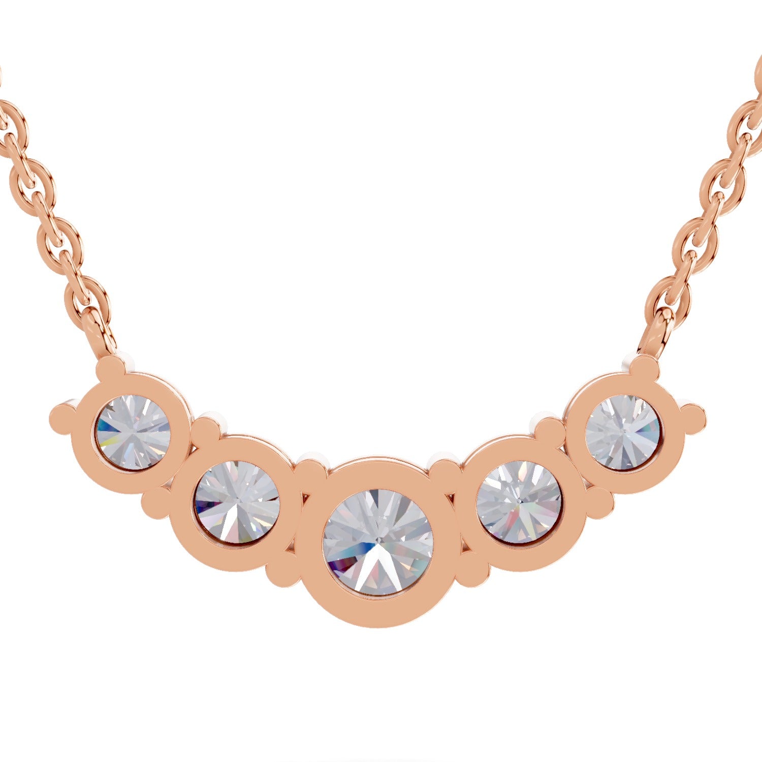 2.80 Ct Graduated Curved Diamond Necklace | 14K Yellow Gold
