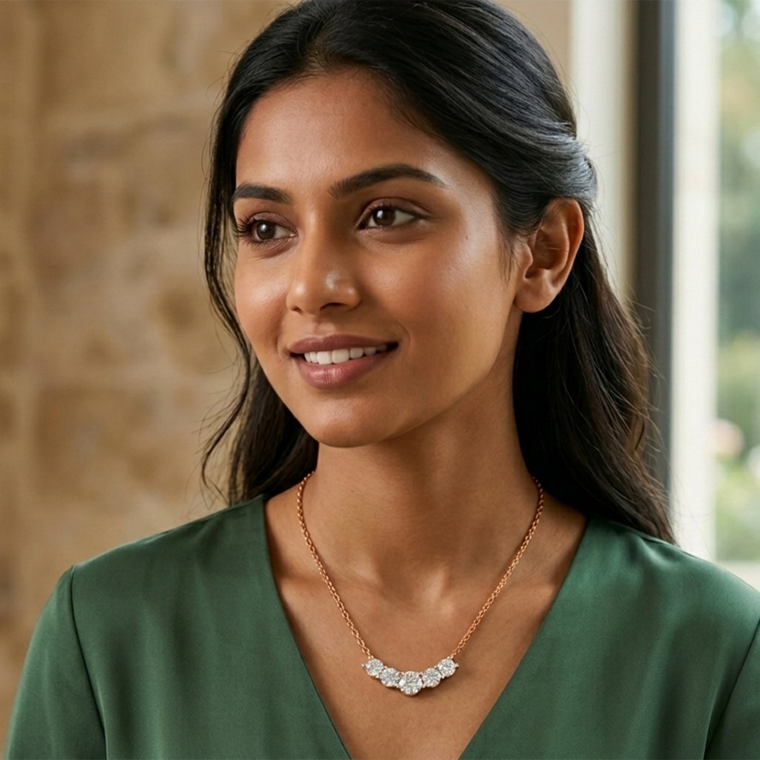 2.80 Ct Graduated Curved Diamond Necklace | 14K Yellow Gold