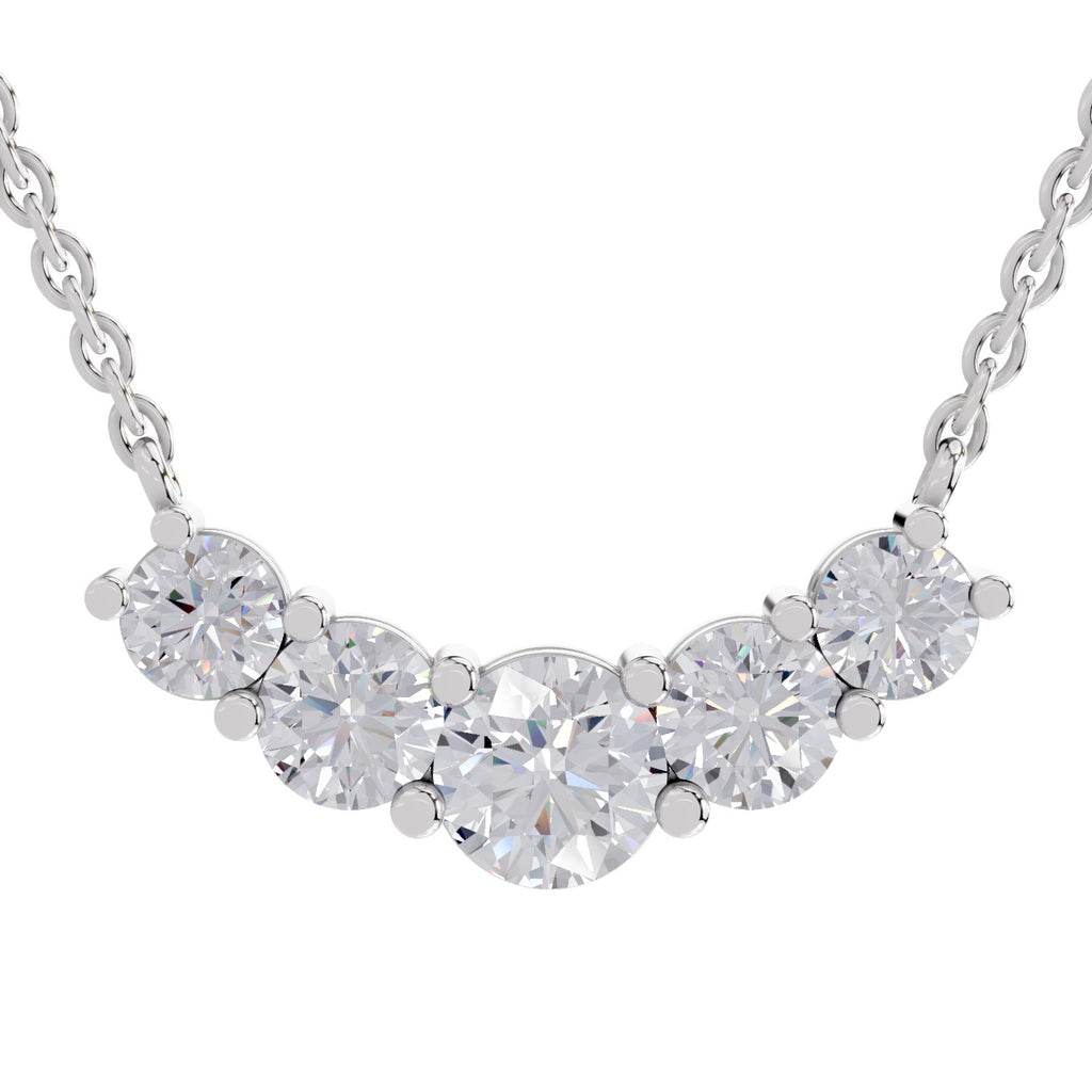 2.80 Ct Graduated Curved Diamond Necklace | 14K Yellow Gold