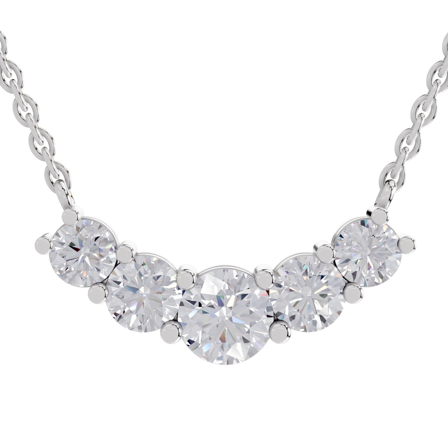 2.80 Ct Graduated Curved Diamond Necklace | 14K Yellow Gold