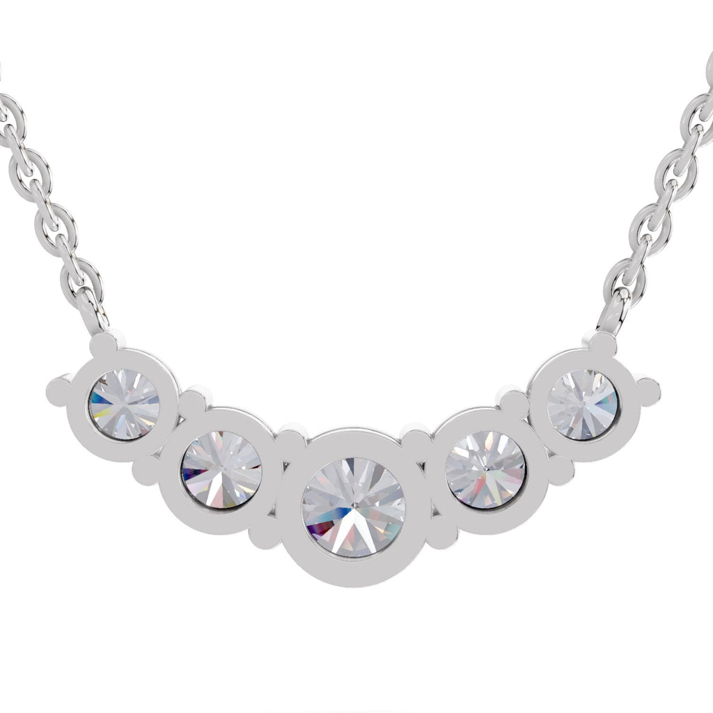 2.80 Ct Graduated Curved Diamond Necklace | 14K Yellow Gold