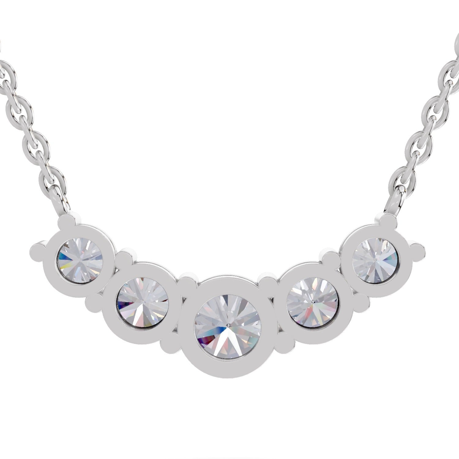 2.80 Ct Graduated Curved Diamond Necklace | 14K Yellow Gold