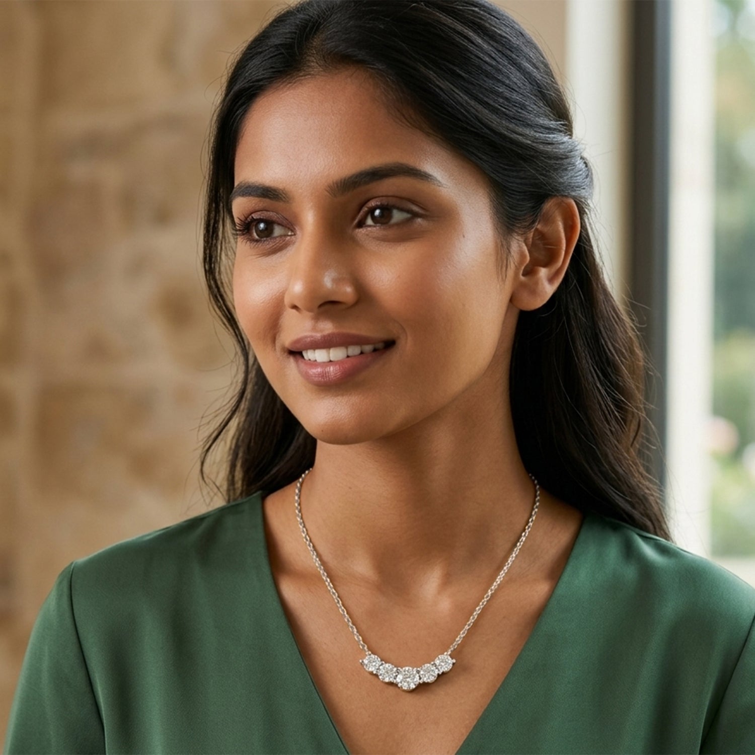 2.80 Ct Graduated Curved Diamond Necklace | 14K Yellow Gold