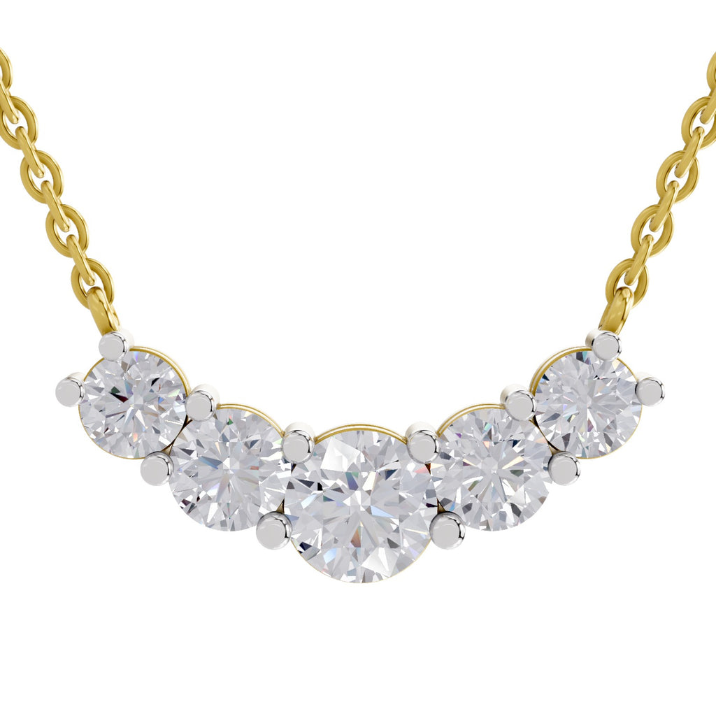 2.80 Ct Graduated Curved Diamond Necklace in 14K