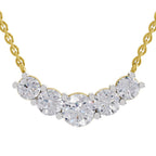 2.80 Ct Graduated Curved Diamond Necklace in 14K
