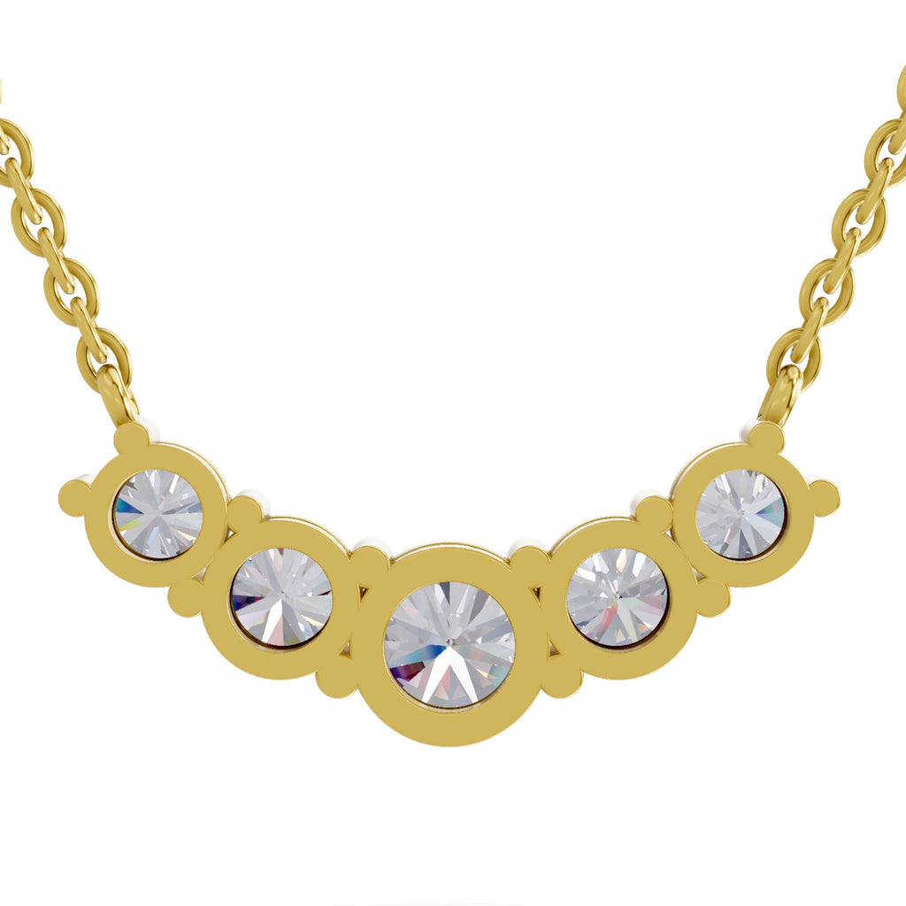 2.80 Ct Graduated Curved Diamond Necklace | 14K Yellow Gold