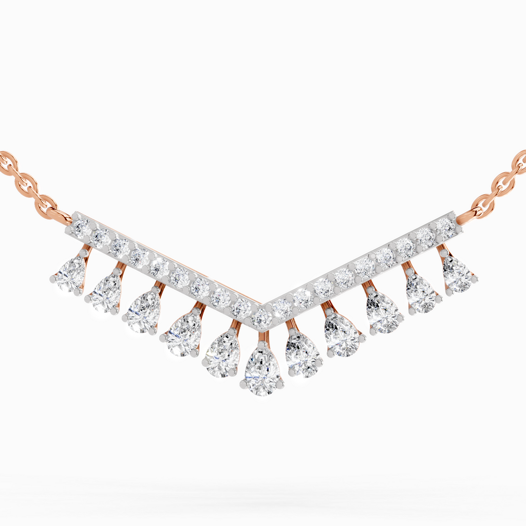 1.57 Carat Pear V Bar Fashion Necklace in 14K