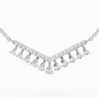 1.57 Carat Pear V Bar Fashion Necklace in 14K