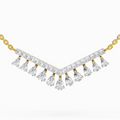 1.57 Carat Pear V Bar Fashion Necklace | 14K Yellow Gold