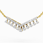 1.57 Carat Pear V Bar Fashion Necklace in 14K
