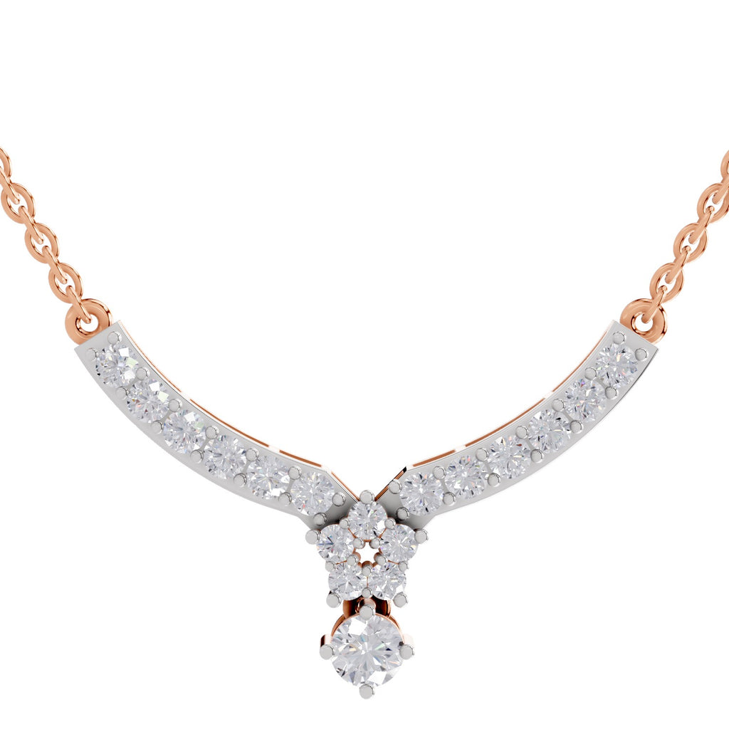 1.22 Ct Diamond with Cluster Drop Necklace in 14K