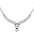 1.22 Ct Round Shape Diamond with Cluster Drop Necklace | 14K White Gold