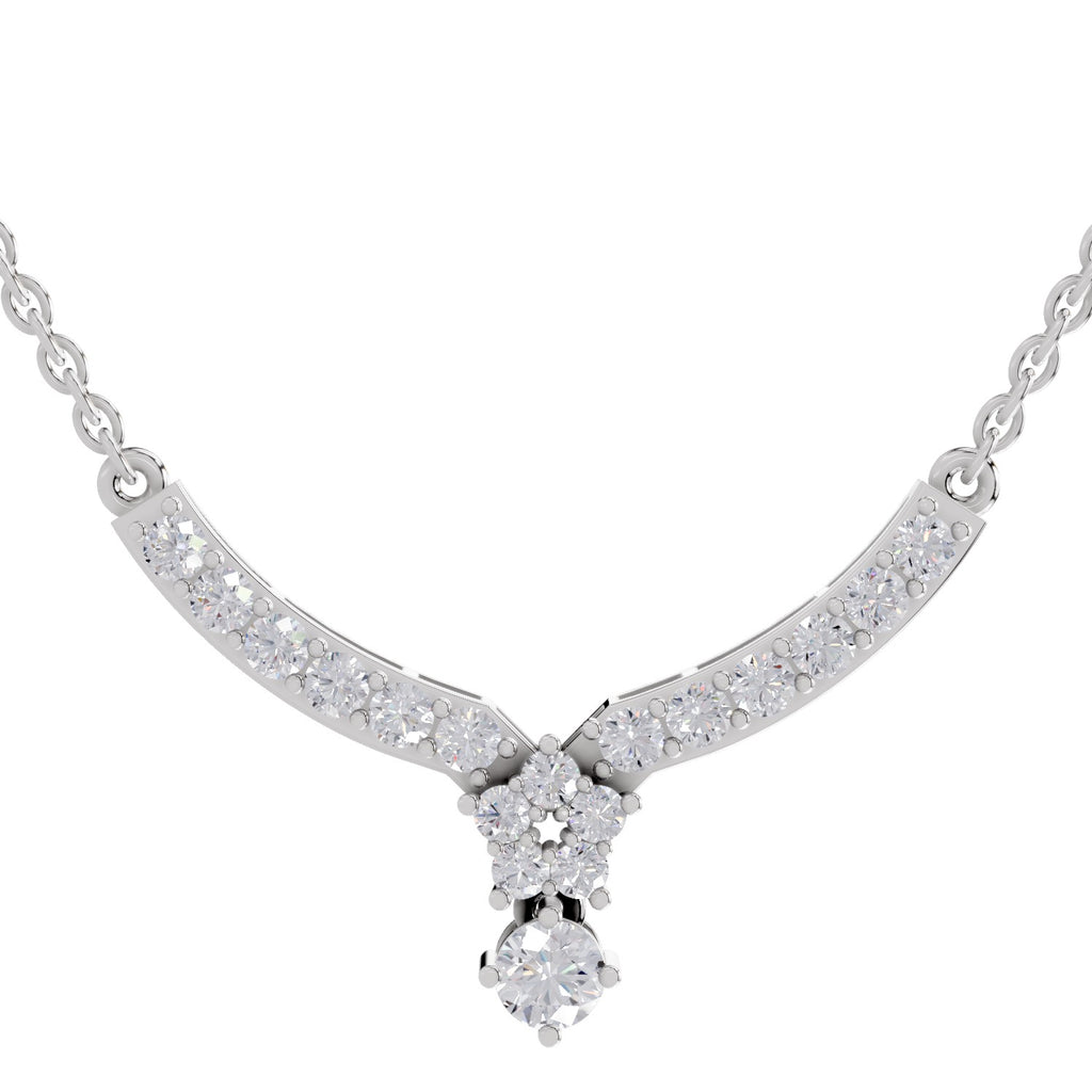 1.22 Ct Diamond with Cluster Drop Necklace in 14K
