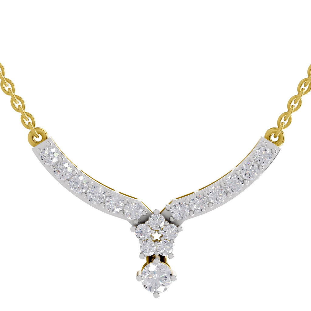 1.22 Ct Diamond with Cluster Drop Necklace in 14K