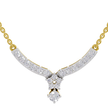 1.22 Ct Diamond with Cluster Drop Necklace in 14K