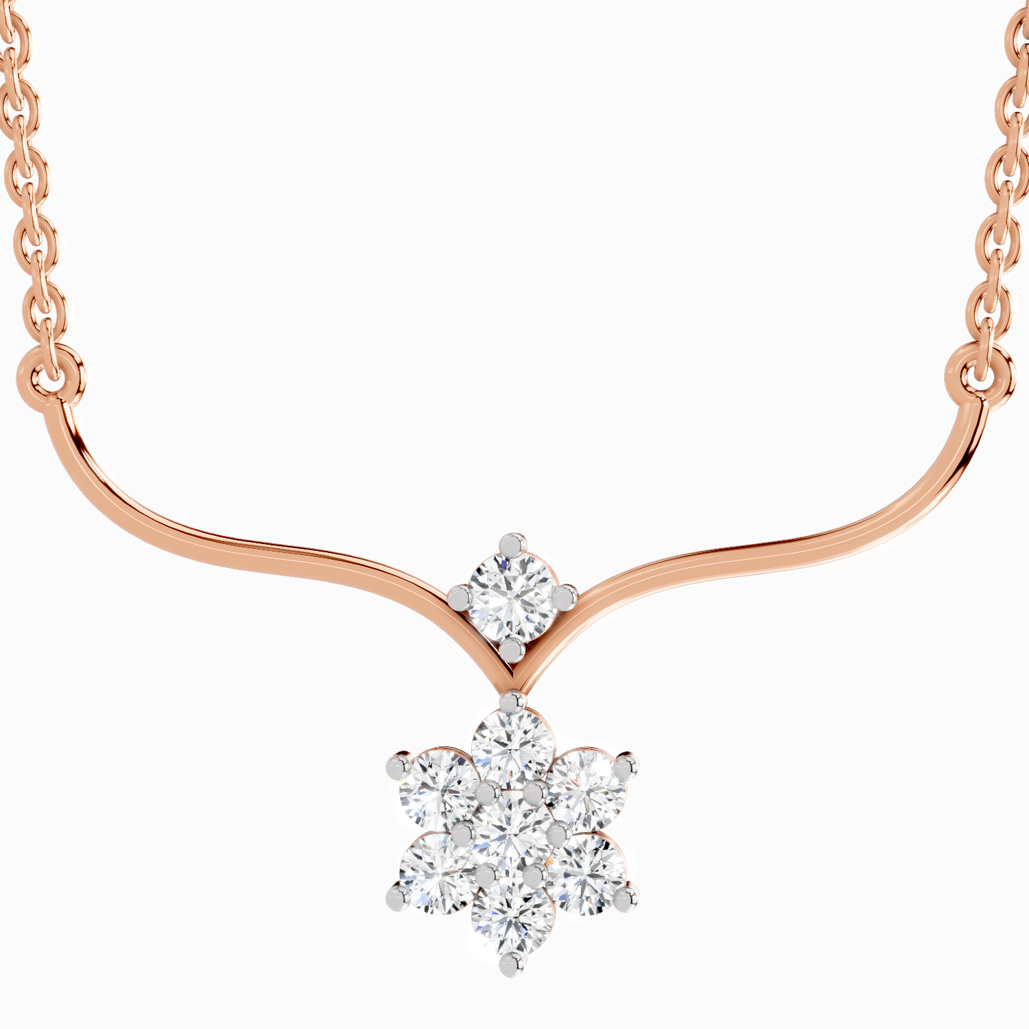 0.84 ct Floral Pendant Necklace in 14K