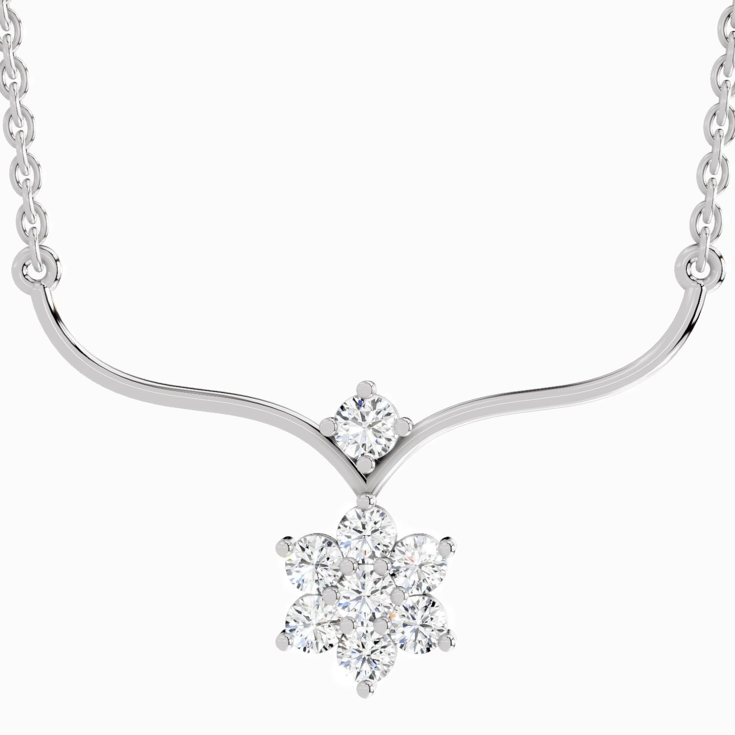 0.84 ct Floral Pendant Necklace in 14K