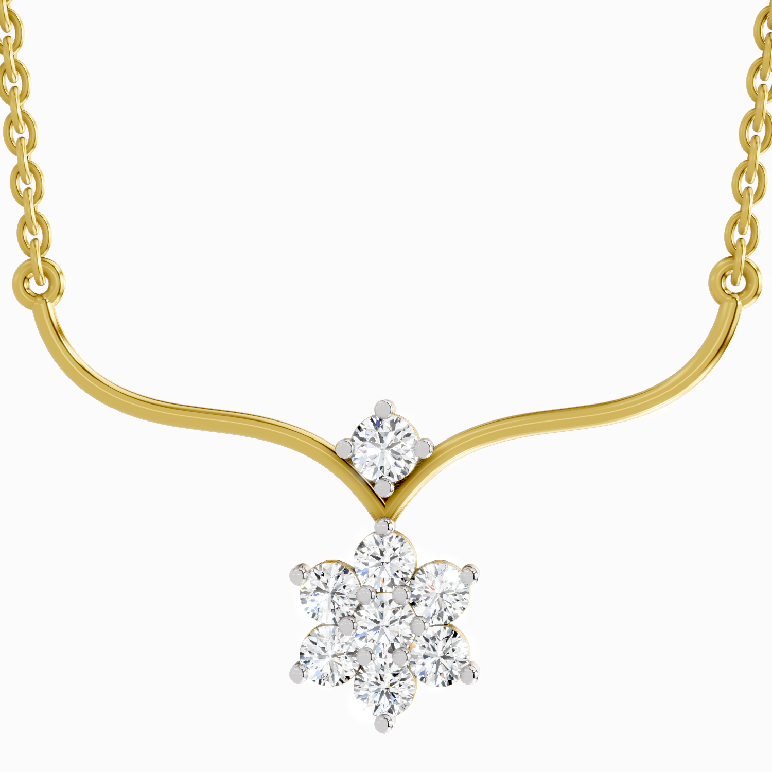 0.84 ct Floral Pendant Necklace in 14K