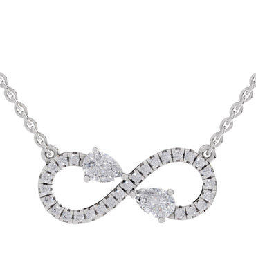 0.98 Ct Round & Pear Shape Infinity Diamond Necklace | 14K White Gold