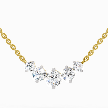 1.31 Carat Round Graduated Bar Necklace | 14K Yellow Gold