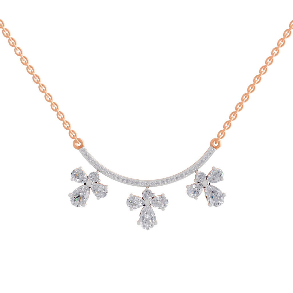 1.91 Ct Pear Floral Drop Diamond Necklace in 14K